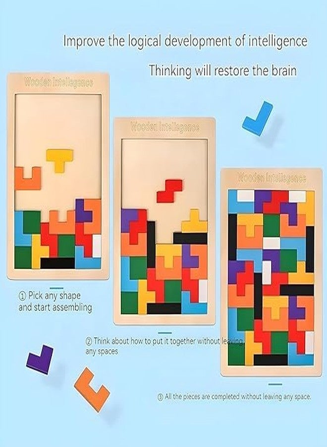 NEKSTY Wooden Tangram and Shapes Pegged Knob Toy Combo | 2 Puzzle Boards for Toddlers 2+ | Boosts Fine Motor Skills Shape Recognition Logic and Creativity | Safe Durable Learning Toy - Image 5